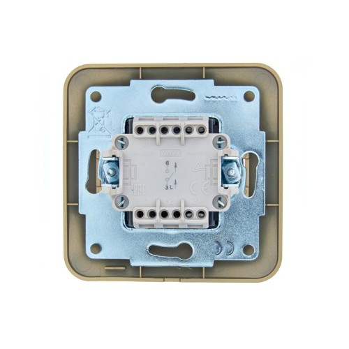Выключатель 1-кл. 1п СП ASTI 10А IP20 в сборе золото. LEZARD 7081-3636-100
