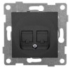 Розетка компьютерная + телефонная 2-м СП Ugra RJ45 + RJ12 механизм графит GUSI С11КТ-010