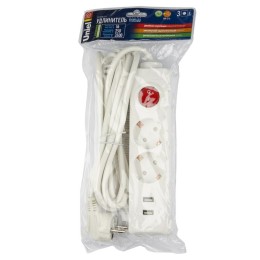Удлинитель 2х3м с заземл. Standart S-GCD2-3BU White 2хUSB 2.1А бел. Uniel UL-00006677