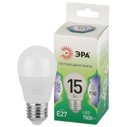 Лампа светодиодная GREEN LINE P45-15W-865-E27 GL 15Вт шар 6500К свет холод. E27 Эра Б0067051