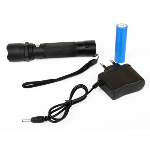 Фонарь аккумуляторный E145 CREE 1Вт фокус 3 режима 220В пластик. черн. (бокс) Ultraflash 12352
