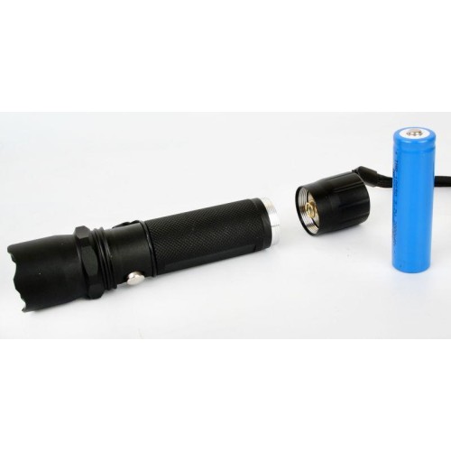 Фонарь аккумуляторный E145 CREE 1Вт фокус 3 режима 220В пластик. черн. (бокс) Ultraflash 12352