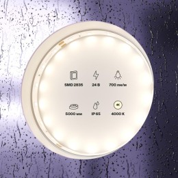 Лента светодиодная 24В 2835 7.2Вт/м 4000К IP65 (уп.5м) Maytoni 20017
