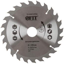 Диск пильный для циркулярных пил по дереву 190х30/25.4х24T FIT 37741