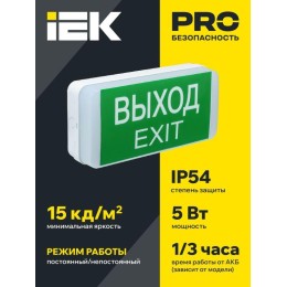 Светильник светодиодный ДПА 5031-1 IP20 1ч 24м аварийный аккум. универс. подкл. IEK LDPA0-5031-1-20-