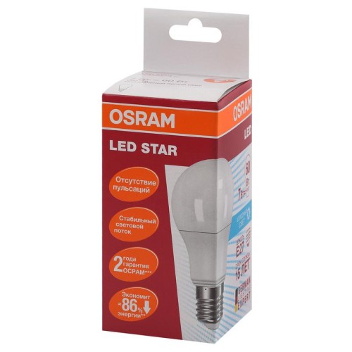 Лампа светодиодная LED Star Classic A 60 7W/840 7Вт грушевидная матовая 4000К нейтр. бел. E27 650лм