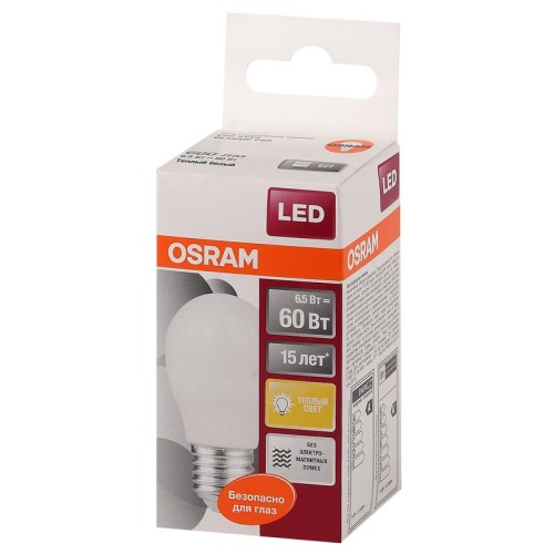 Лампа светодиодная LED Star Classic P 60 6.5W/830 6.5Вт шар матовая 3000К тепл. бел. E27 550лм 220-2