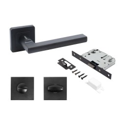 Компл ручек и защелка с фикс АРТ "ВЕНСАН" BL+L7050S BL+BK-S1 BL (26150/S7050) матов. черн. Аллюр 152
