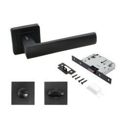 Компл ручек и защелка с фикс АРТ "КОЛОМБО" BL+L7050S BL+BK-S1 BL (23150/S7050) матов. черн. Аллюр 15