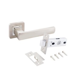 Комплект ручек и защелка АРТ "КОЛОМБО" SN+L45-8 SN (2380/S45) матов. никель Аллюр 15199