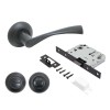 Комплект ручек и защелка с фикс АРТ "ОСКАР" BL+L7050S BL+BK-R1 BL (13150/S7050) матов. черн. Аллюр 1