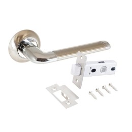 Комплект ручек и защелка АРТ "ПОЛО" SN/CP+L45-8 SN (1582/S45) матов. никель/хром Аллюр 14662