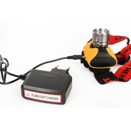 Фонарь аккумуляторный налобный E157 CREE 3Вт фокус 2 режима 220В пластик. желт. (бокс) Ultraflash 12