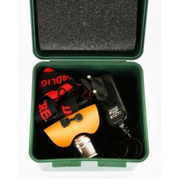 Фонарь аккумуляторный налобный E157 CREE 3Вт фокус 2 режима 220В пластик. желт. (бокс) Ultraflash 12