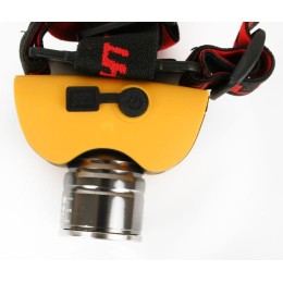 Фонарь аккумуляторный налобный E157 CREE 3Вт фокус 2 режима 220В пластик. желт. (бокс) Ultraflash 12