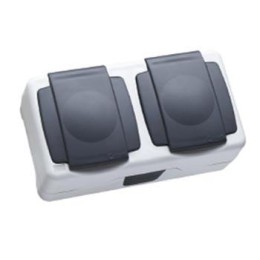 Розетка с заземлением и крышкой двойн. IP55 Plus Makel 36064201