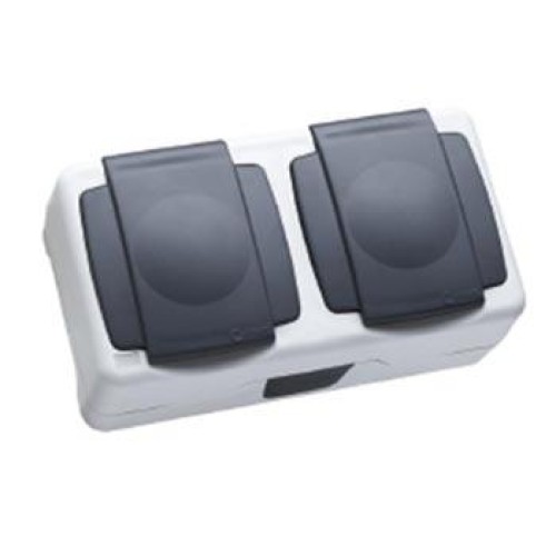 Розетка с заземлением и крышкой двойн. IP55 Plus Makel 36064201