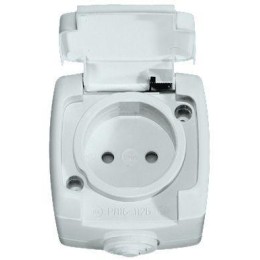 Розетка 1-м ОП Рондо 16А IP44 250В с заземл. защ. шторки бел. SchE RA16-112B-BI