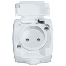 Розетка 1-м ОП Рондо 16А IP44 250В с заземл. защ. шторки бел. SchE RA16-112B-BI