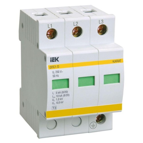 Ограничитель перенапряжения ОПС1-D 3P KARAT IEK MOP20-3-D