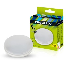 Лампа светодиодная LED-GX53-9W-GX53-3K 9Вт 3000К тепл. бел. GX53 180-240В Ergolux 13514