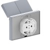 Розетка 2-м СП Эпика 16А IP44 с заземл. защ. шторки с рамкой с крышками механизм алюм. EKF UP1-SOA-2