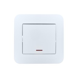 Выключатель 1-кл. 1п СП ASTI 10А IP20 с подсветкой в сборе бел. LEZARD 7081-0202-111