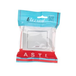 Выключатель 1-кл. 1п СП ASTI 10А IP20 с подсветкой в сборе бел. LEZARD 7081-0202-111