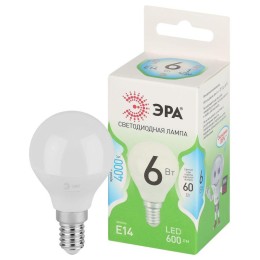 Лампа светодиодная GREEN LINE P45-6W-840-E14 GL 6Вт шар 4000К яркий свет бел. E14 Эра Б0067028