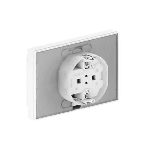 Розетка 2-м СП Эпика 16А IP44 с заземл. защ. шторки с рамкой с крышками механизм бел. EKF UP1-SOW-21