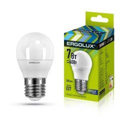 Лампа светодиодная LED-G45-7W-E27-6500K 172-265В "Шар" Ergolux 12877