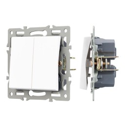 Механизм выключателя двухклавишный проходной SWT-MKP2-PL-WH (250В 16А) Arlight 043727