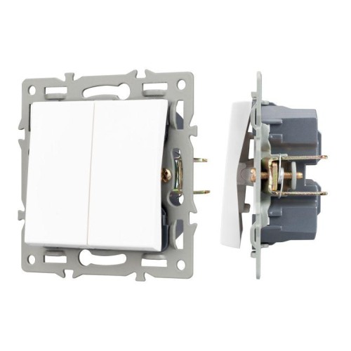 Механизм выключателя двухклавишный проходной SWT-MKP2-PL-WH (250В 16А) Arlight 043727