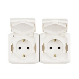 Розетка 2-м ОП Quteo 16А IP44 250В 2х2P+E с заземл. защ. шторки с крышкой бел. Leg 782323