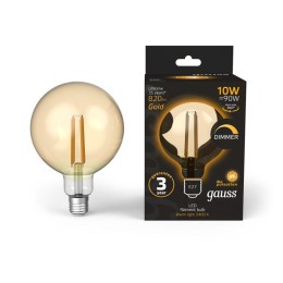 Лампа светодиодная филаментная Black Filament 10Вт G125 шар золотая 2400К тепл. бел. E27 820лм димми