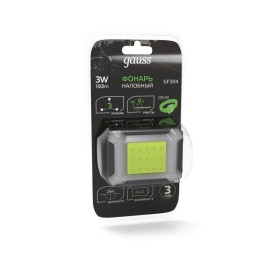 Фонарь налобный GFL 3Вт 180лм IP33 элементы питания 3хAAA GAUSS GF304