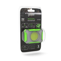 Фонарь налобный GFL 3Вт 150лм IP33 элементы питания 3хAAA GAUSS GF305