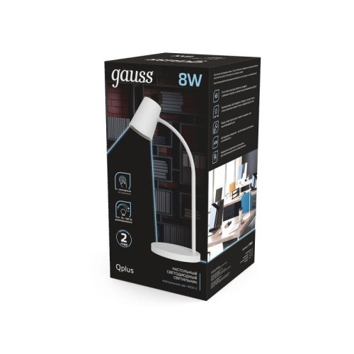 Светильник светодиодный настольный Qplus 8Вт 4000К 600лм 5В диммир. бел. GAUSS GT6031