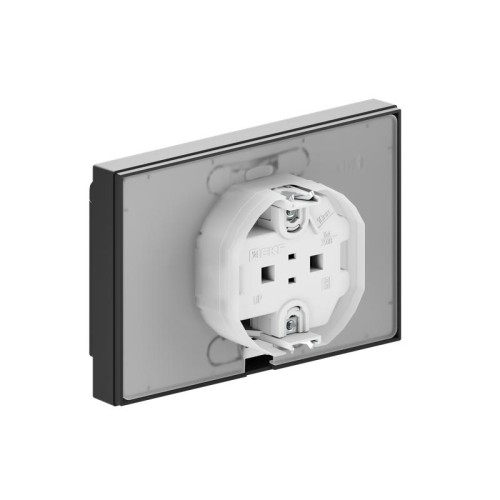 Розетка 2-м СП Эпика 16А IP44 с заземл. защ. шторки с рамкой с крышками механизм черн. EKF UP1-SOB-2