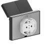 Розетка 2-м СП Эпика 16А IP44 с заземл. защ. шторки с рамкой с крышками механизм черн. EKF UP1-SOB-2
