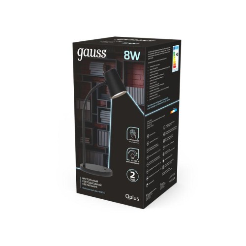 Светильник светодиодный настольный Qplus 8Вт 4000К 600лм 5В диммир. черн. GAUSS GT6032