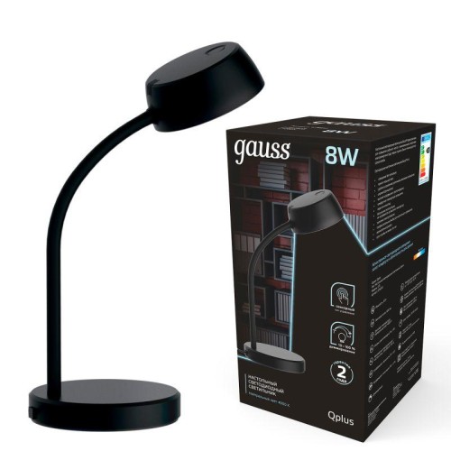 Светильник светодиодный настольный Qplus 8Вт 4000К 600лм 5В диммир. черн. GAUSS GT6012