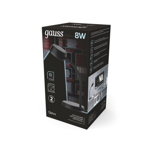 Светильник светодиодный настольный Qplus 8Вт 4000К 600лм 5В диммир. черн. GAUSS GT6012