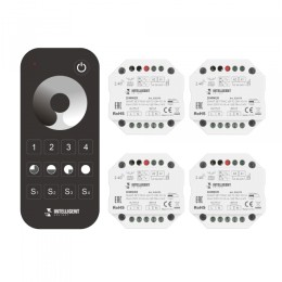 Arlight INTELLIGENT ARLIGHT Диммер SMART-SET-TRIAC-601-72-DIM-PD-IN Black (230V, 1x1.5A, x4, ПДУ 10к