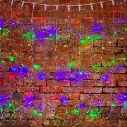 Гирлянда светодиодная "Светодиодный Дождь" 2х1.5м 192LED RGB мультиколор 28Вт 230В IP65 постоян. све