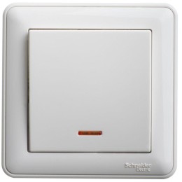 Выключатель кнопочный СП W59 с индик. бел. SchE VS116-151-18