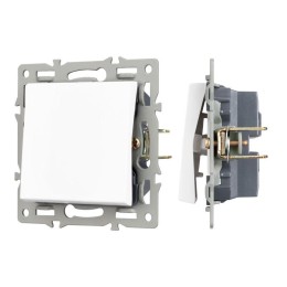 Механизм выключателя одноклавишный проходной SWT-MKP1-PL-WH (250В 16А) Arlight 043714
