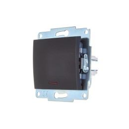 Выключатель 1-кл. 1п СП ASTI 10А IP20 с подсветкой механизм черн. бархат LEZARD 7081-4288-111