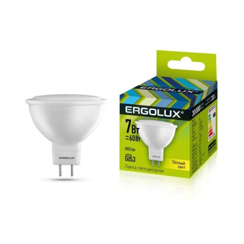 Лампа светодиодная LED-JCDR-7W-GU5.3-3000K 7Вт JCDR рефлектор 3000К тепл. бел. 180-240В Ergolux 1215