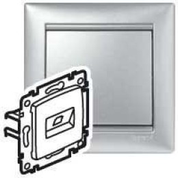 Розетка компьютерная 2-м СП Valena RJ45 кат.6 UTP на захватах механизм алюм. Leg 770247